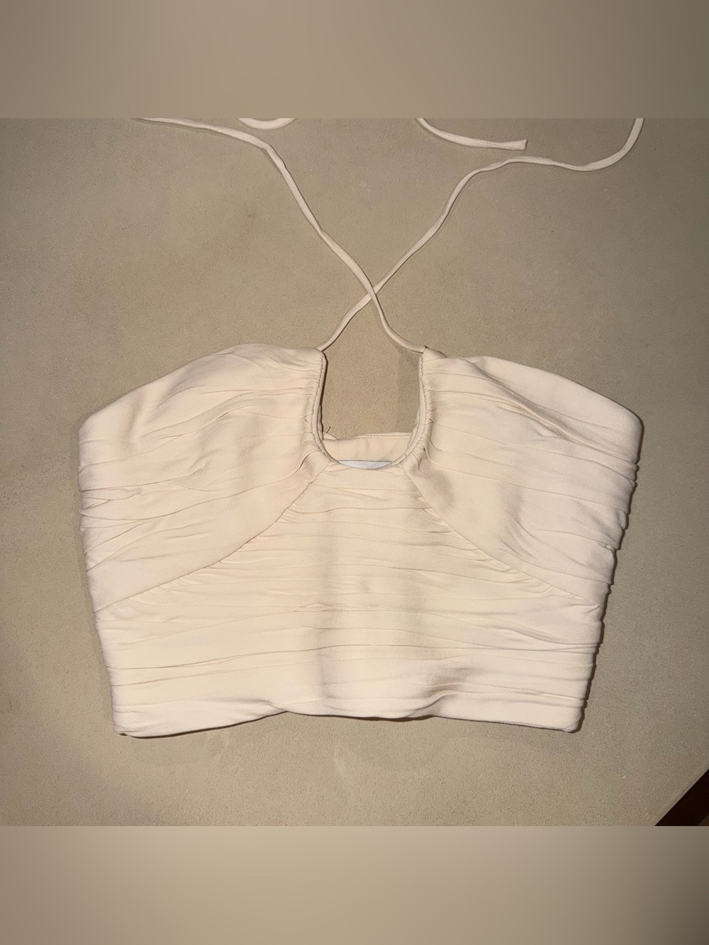 Zara Cream Tie-Shoulder Crop Top